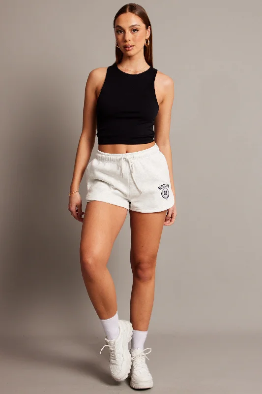 Grey Track Shorts Mid Rise