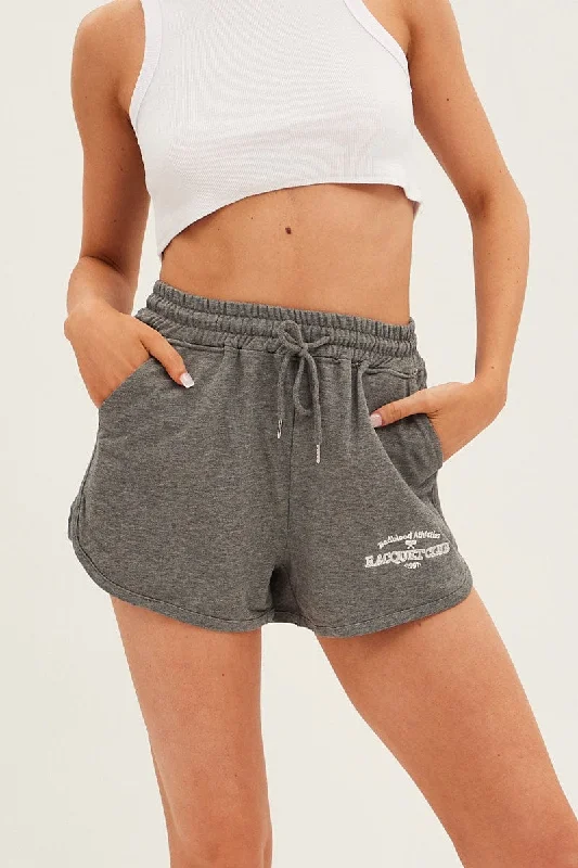 Grey Track Shorts Tennis Racquet Club Embroidery