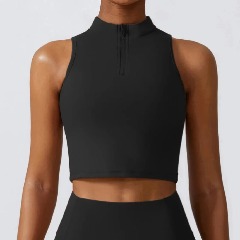 Half Zip Fitness Crop Top