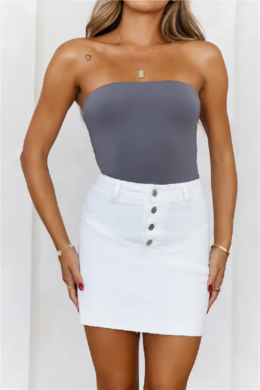 HELLO MOLLY BASE Longline Strapless Bandeau Top Charcoal