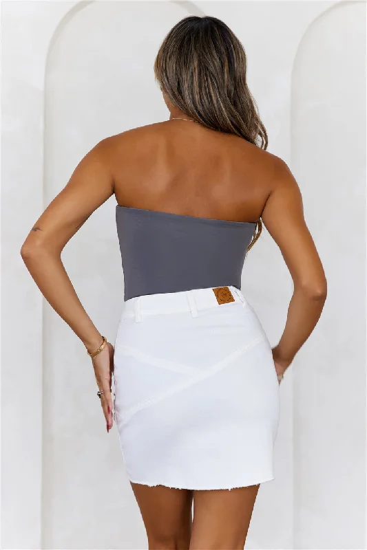 HELLO MOLLY BASE Longline Strapless Bandeau Top Charcoal