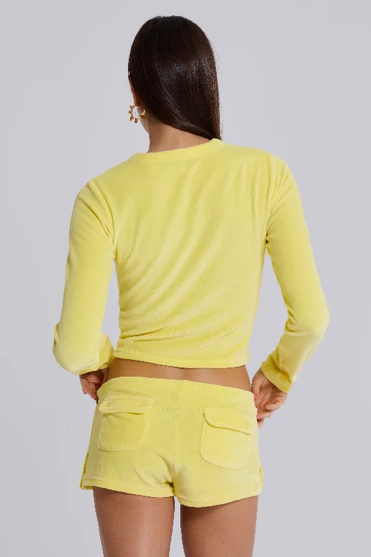 Lemon Velour Cardigan