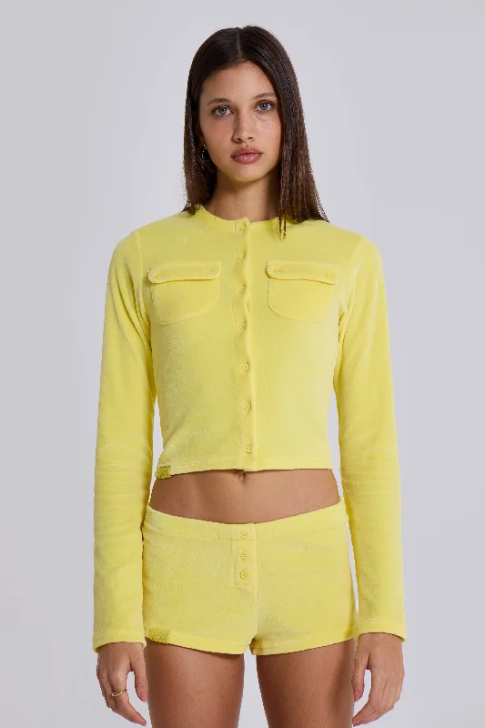 Lemon Velour Cardigan