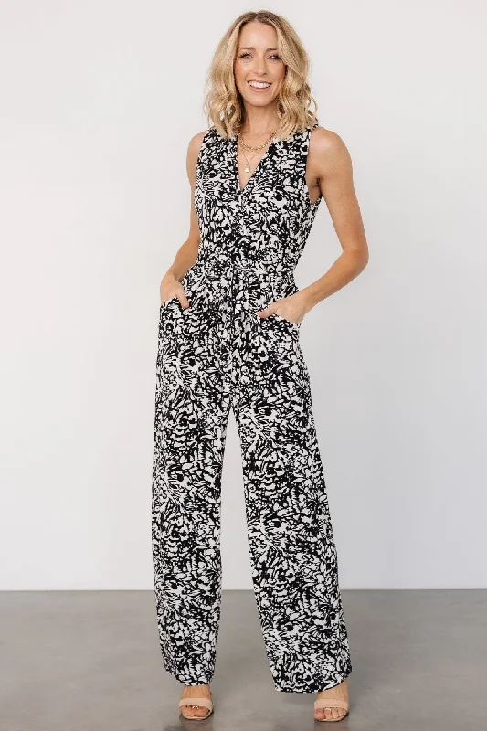 Liesl Jumpsuit | Black + Cream Print