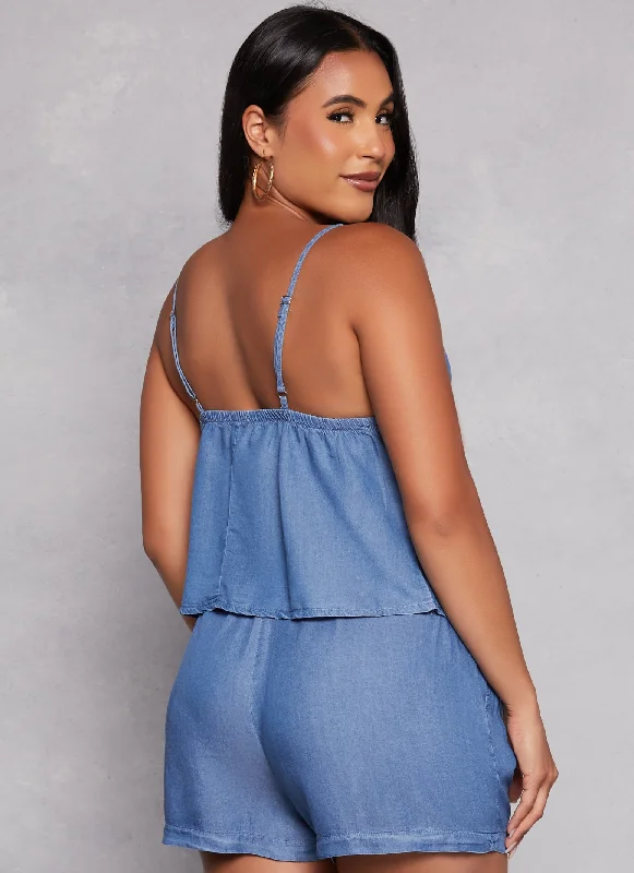 Iris Chambray Scalloped Cami