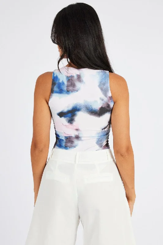 Multi Abstract Supersoft Bodysuit Sleeveless