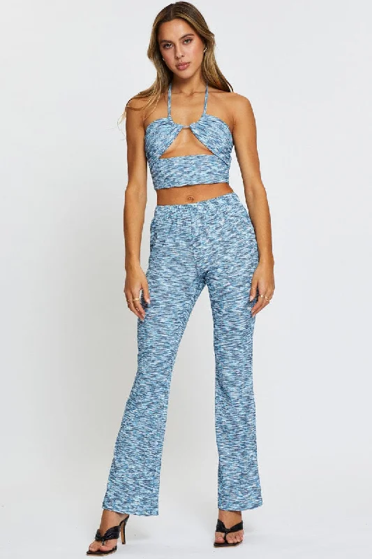 Multi Flare Pants Elastic Waist