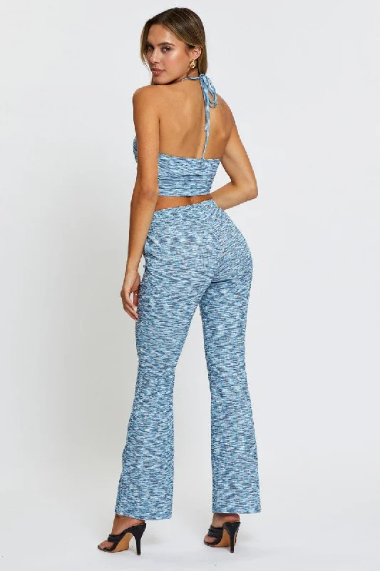 Multi Flare Pants Elastic Waist