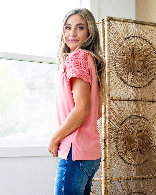 Anne Smocked Shoulder Top - Dusty Pink