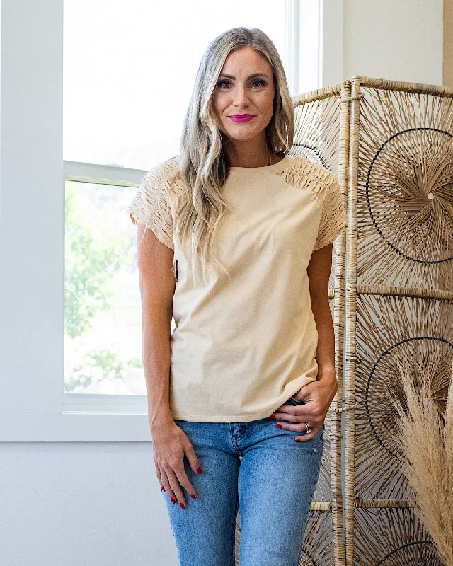 NEW! Anne Smocked Shoulder Top - Taupe