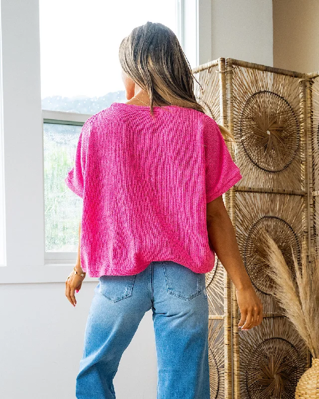 Called It All Off Short Sleeve Sweater - Pink FINAL SALE