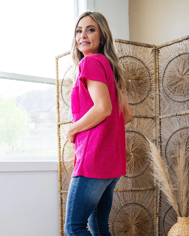 NEW! Clarissa Textured Pocket Top - Fuchsia