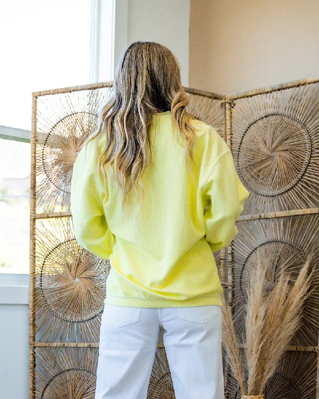 Corded Mineral Wash Sweatshirt - Neon Yellow