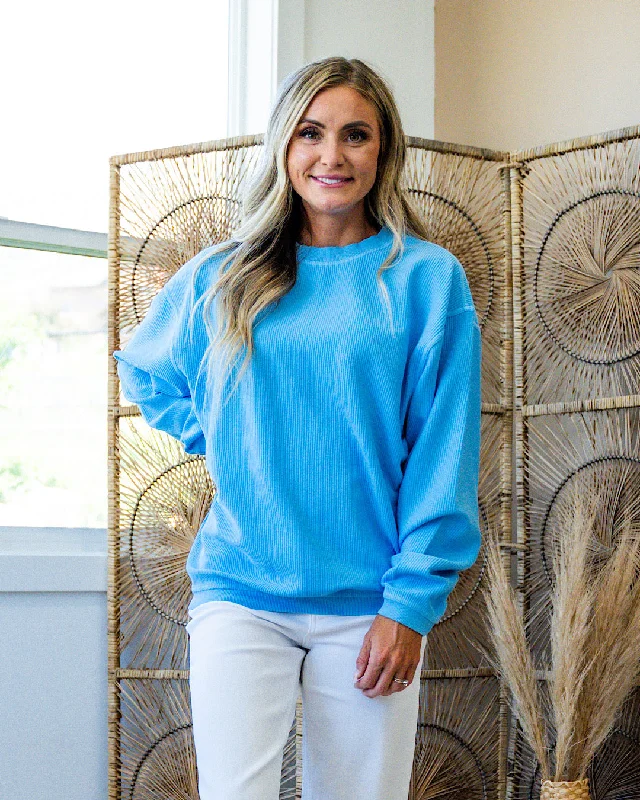 Corded Mineral Wash Sweatshirt - Ocean Blue