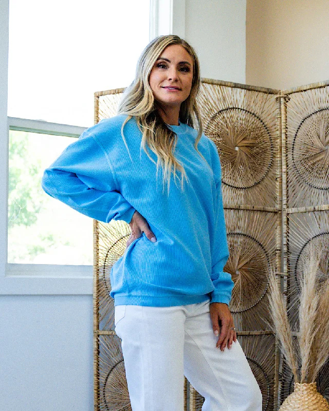 Corded Mineral Wash Sweatshirt - Ocean Blue