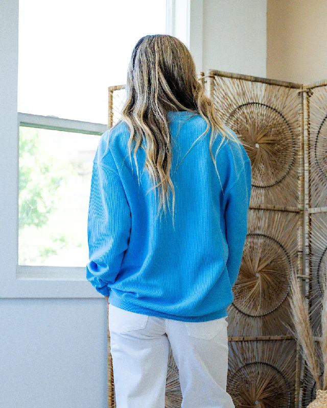 Corded Mineral Wash Sweatshirt - Ocean Blue