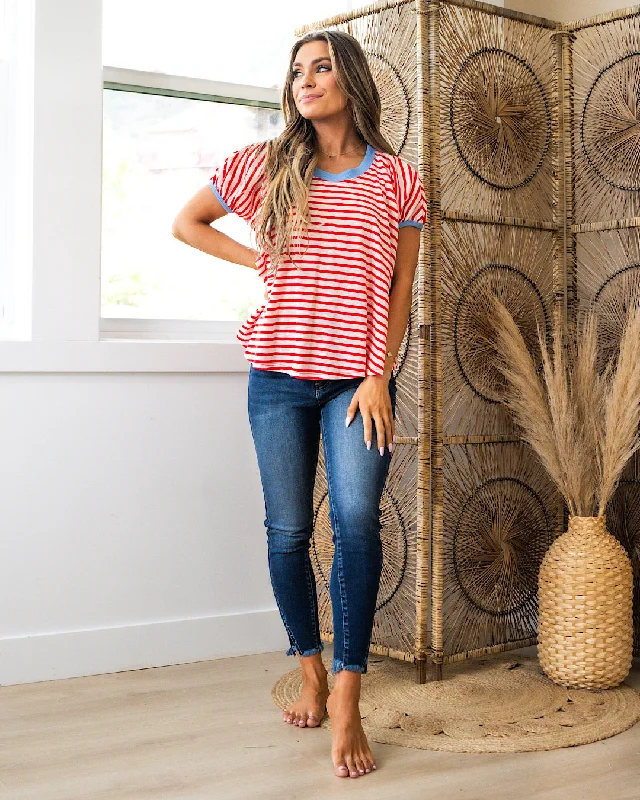 Dawn Striped Swing Top - Red FINAL SALE