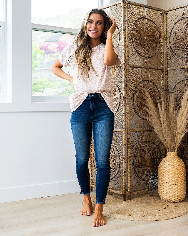 NEW! Fall For You Taupe Leopard Print Top with Lace Detail