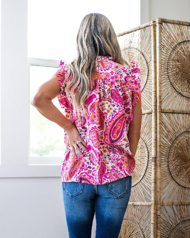 Jana Pink Paisley Smocked Top FINAL SALE