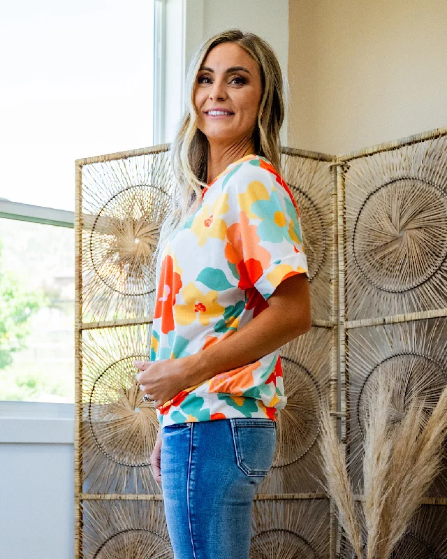 NEW! Julie Daisy Top - Coral & Mint