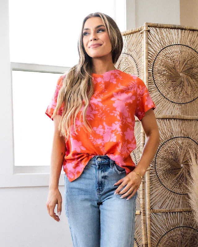 Lisa Orange and Pink Floral Top