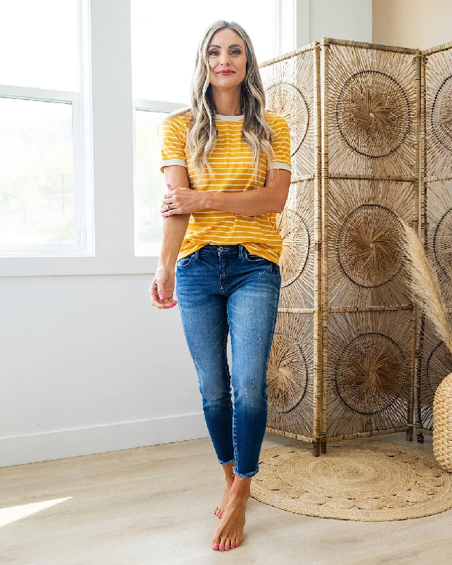 NEW! Meredith Striped Crewneck Top - Mustard