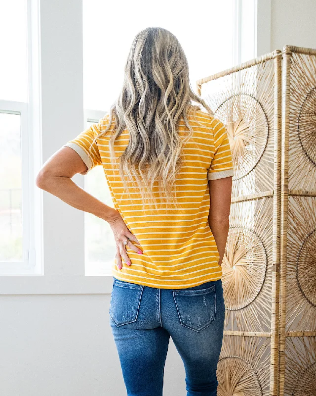 NEW! Meredith Striped Crewneck Top - Mustard