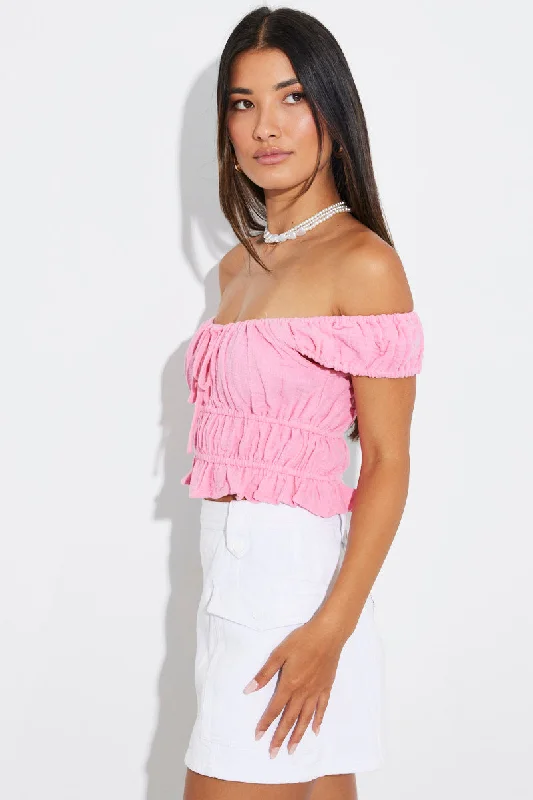 Pink Crop Top Short Sleeve