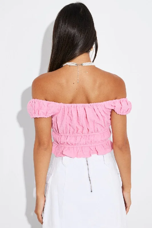 Pink Crop Top Short Sleeve