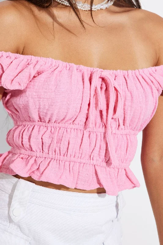 Pink Crop Top Short Sleeve