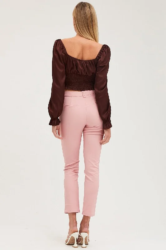 Pink Slim Pants High Rise Workwear