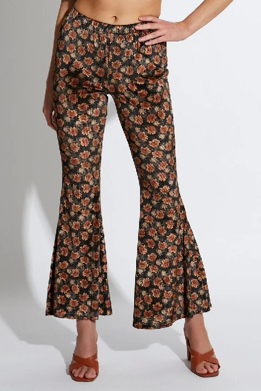 Print Pants Flare Leg