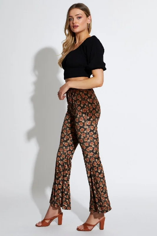 Print Pants Flare Leg