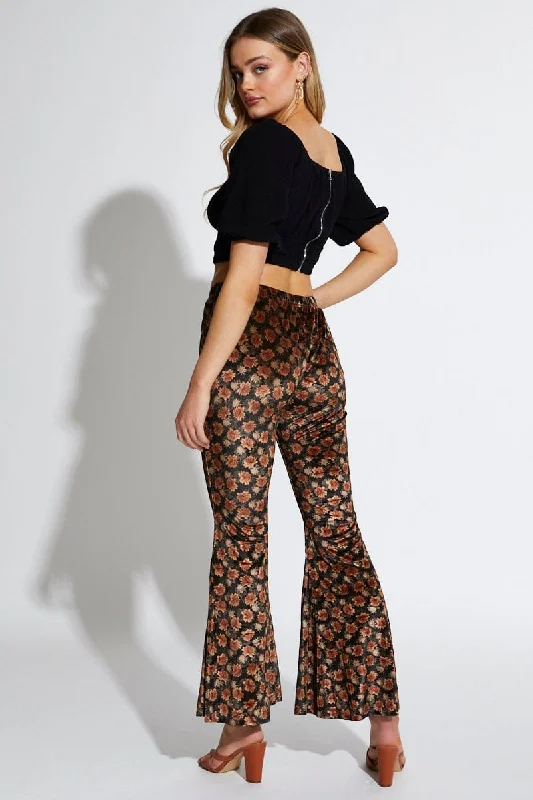 Print Pants Flare Leg