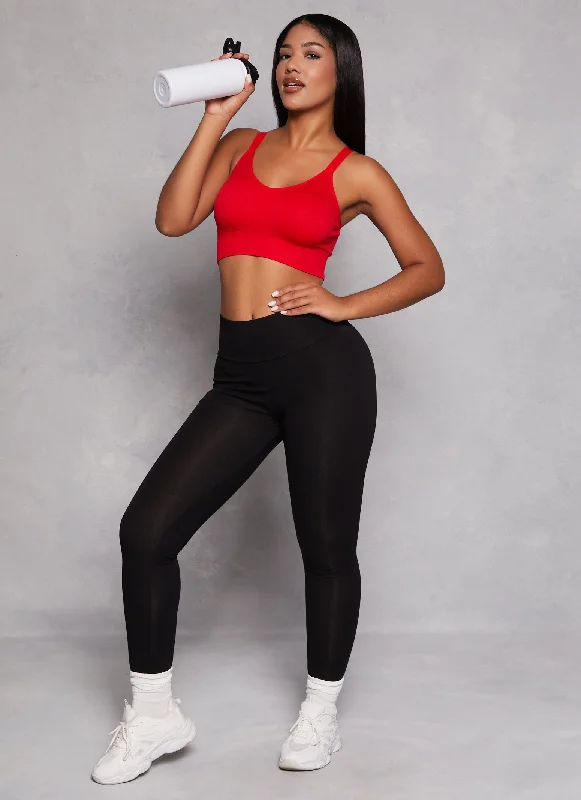 Seamless Solid Ribbed Knit Cropped Cami