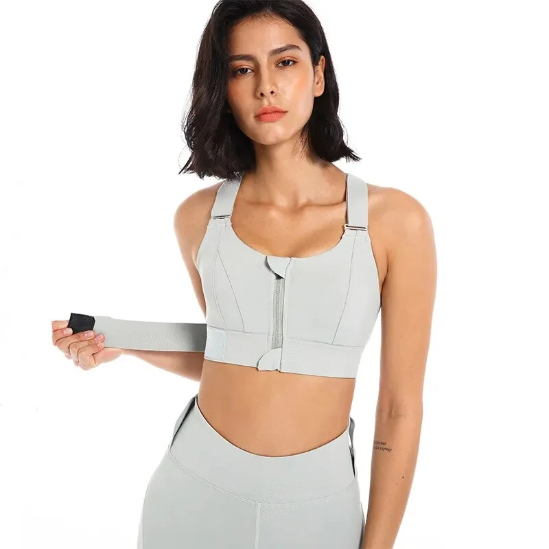 Front Zipper Shockproof Crop Top