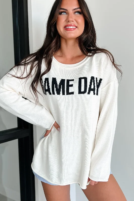 Stylish On The Sideline ""Game Day"" Sweater (Ivory/Black)