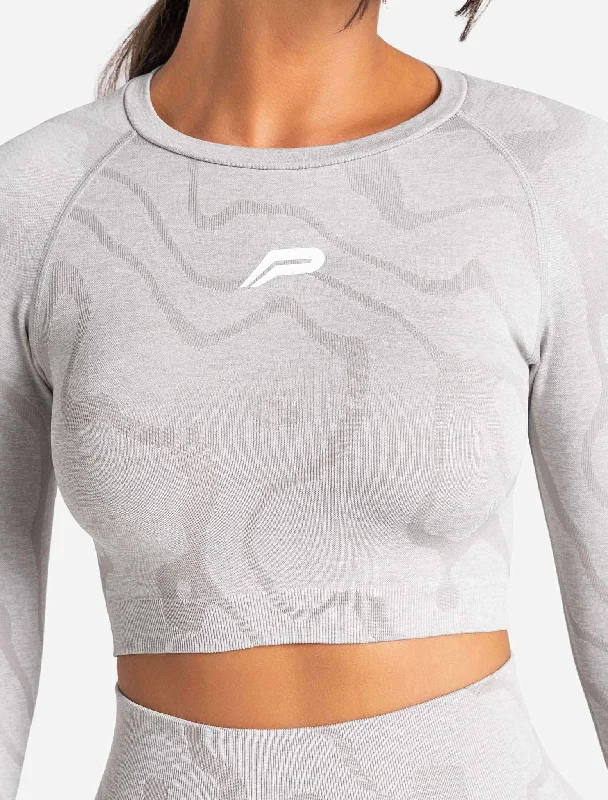 Sustainable Seamless Long Sleeve Crop Top - Cloud Grey