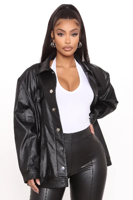 Switch Up Faux Leather Jacket - Black