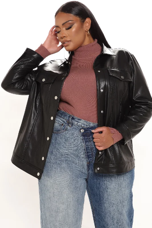 Switch Up Faux Leather Jacket - Black