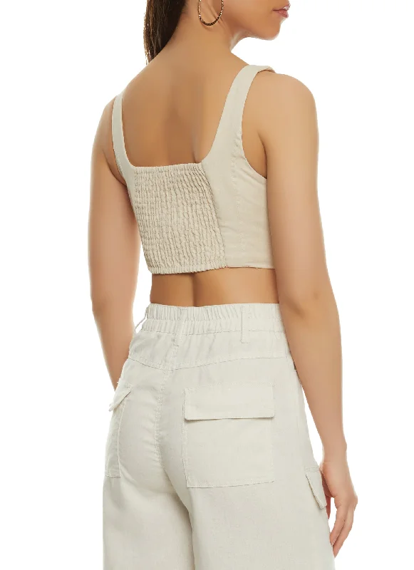 Linen Cropped Bustier Top