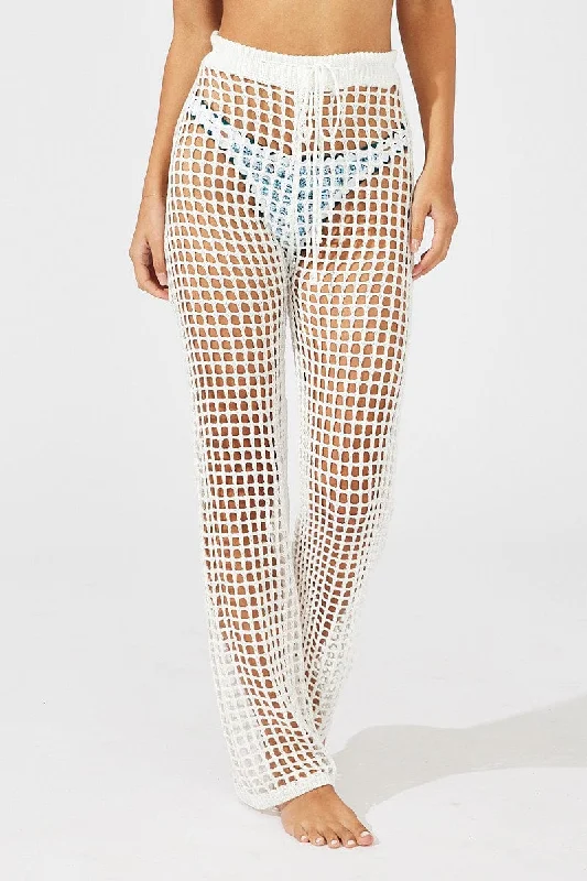 White Crochet Beach Pants