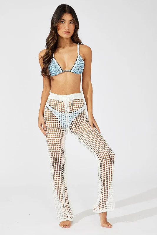 White Crochet Beach Pants