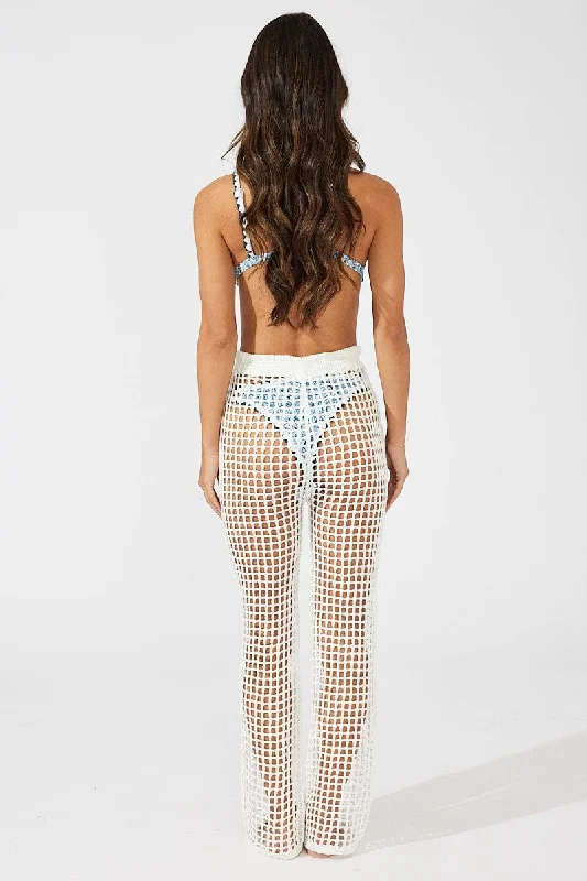 White Crochet Beach Pants