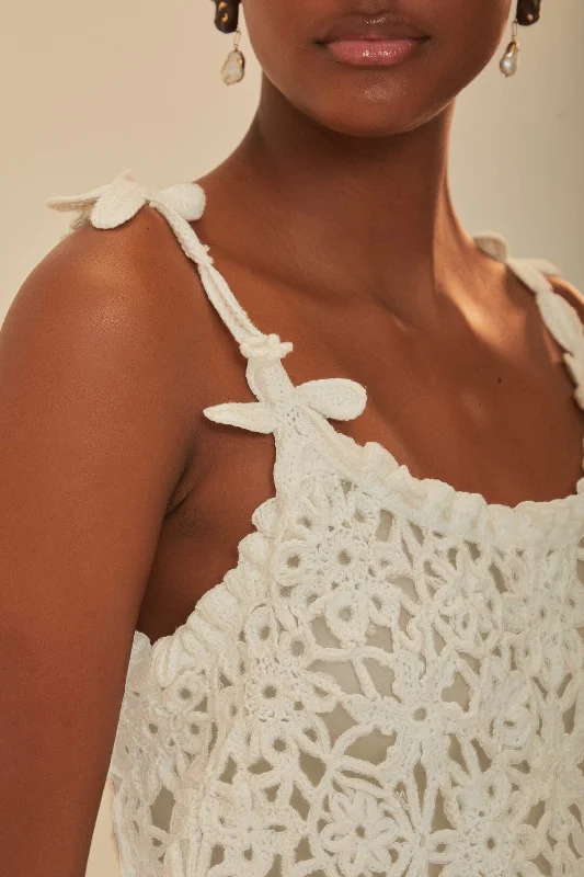 White Flowers Crochet Top