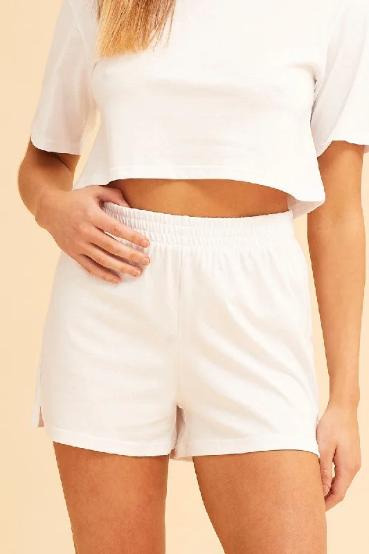 White Jamie Pull On Lounge Short