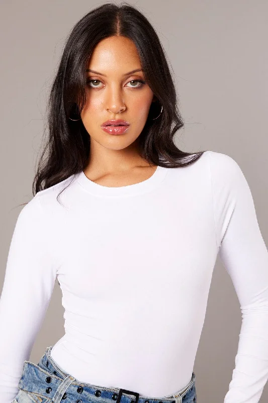 White Supersoft Bodysuit Long Sleeve