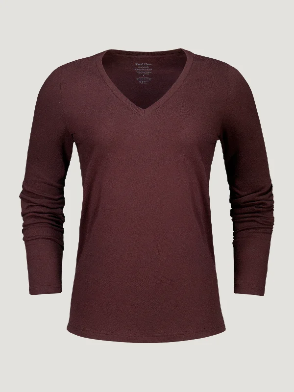 Women's Port Red Long Sleeve V-Neck