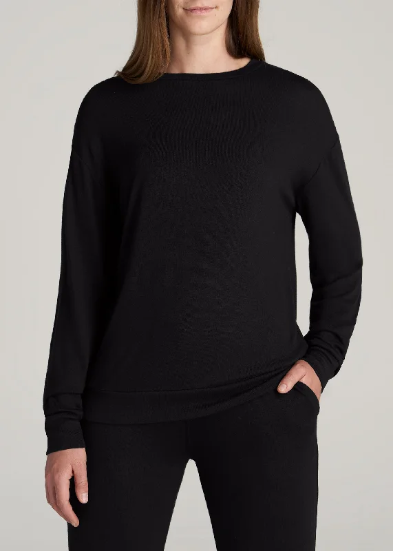 Cozy Lounge Crewneck in Black - Tall Women's Shirts