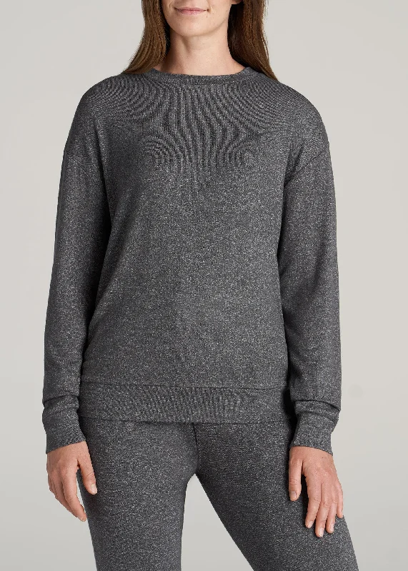 Cozy Lounge Crewneck in Charcoal Mix - Tall Women's Shirts